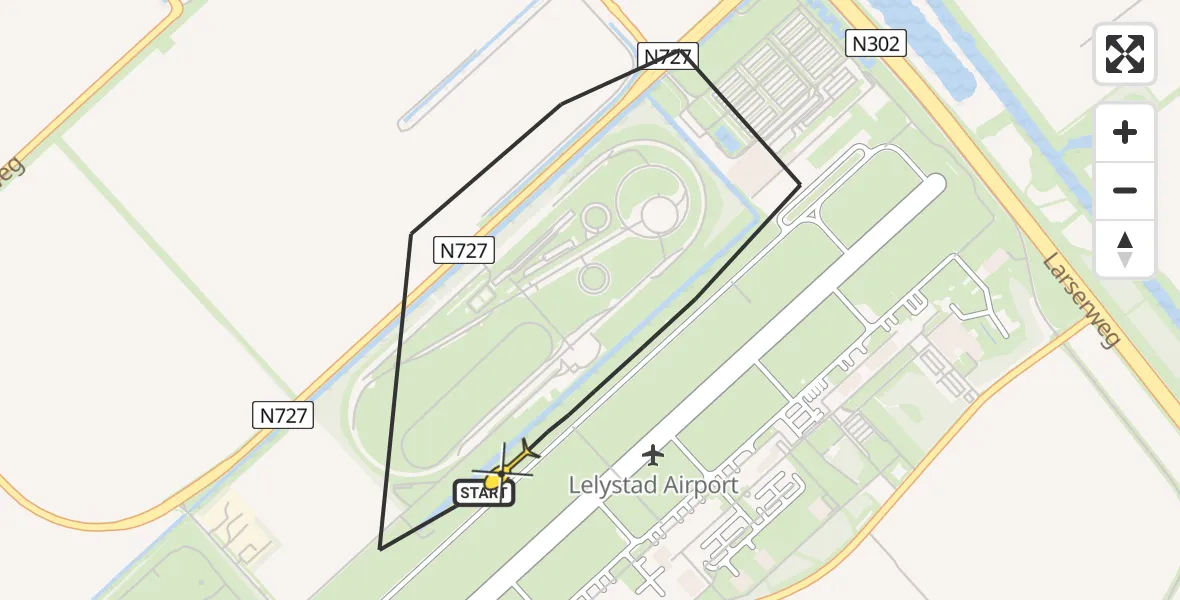 Routekaart van de vlucht: Traumahelikopter naar Lelystad Airport, Meerkoetentocht