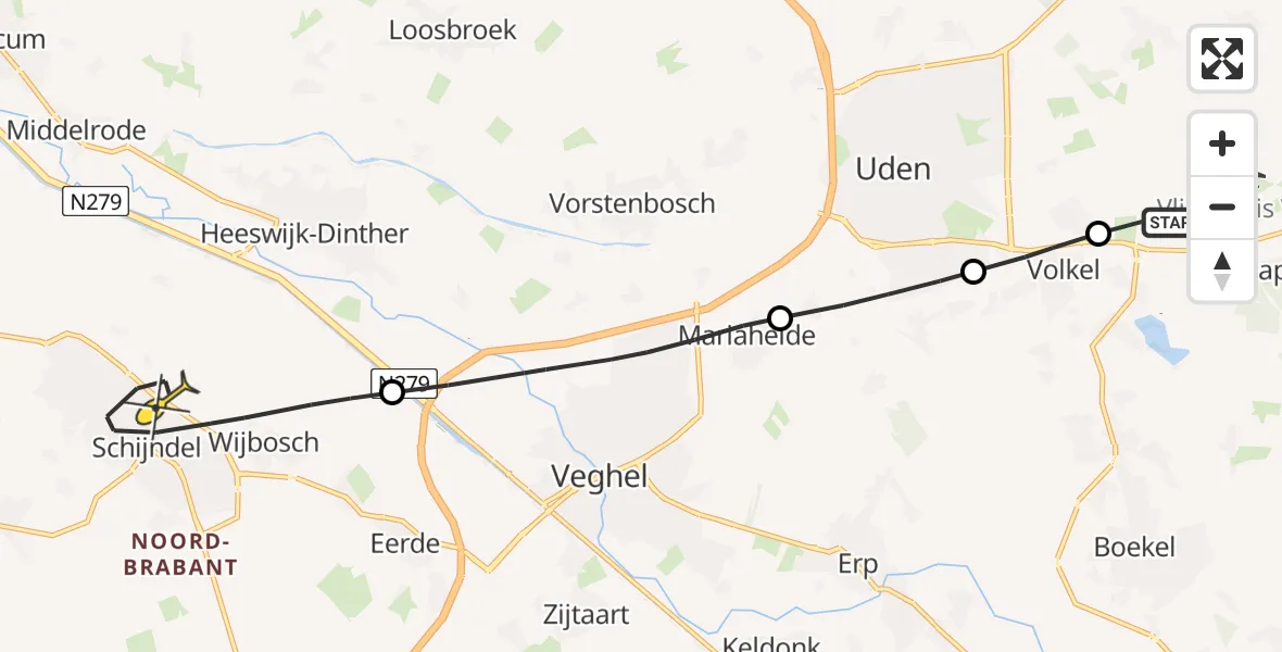 Routekaart van de vlucht: Lifeliner 3 naar Schijndel, Venstraat