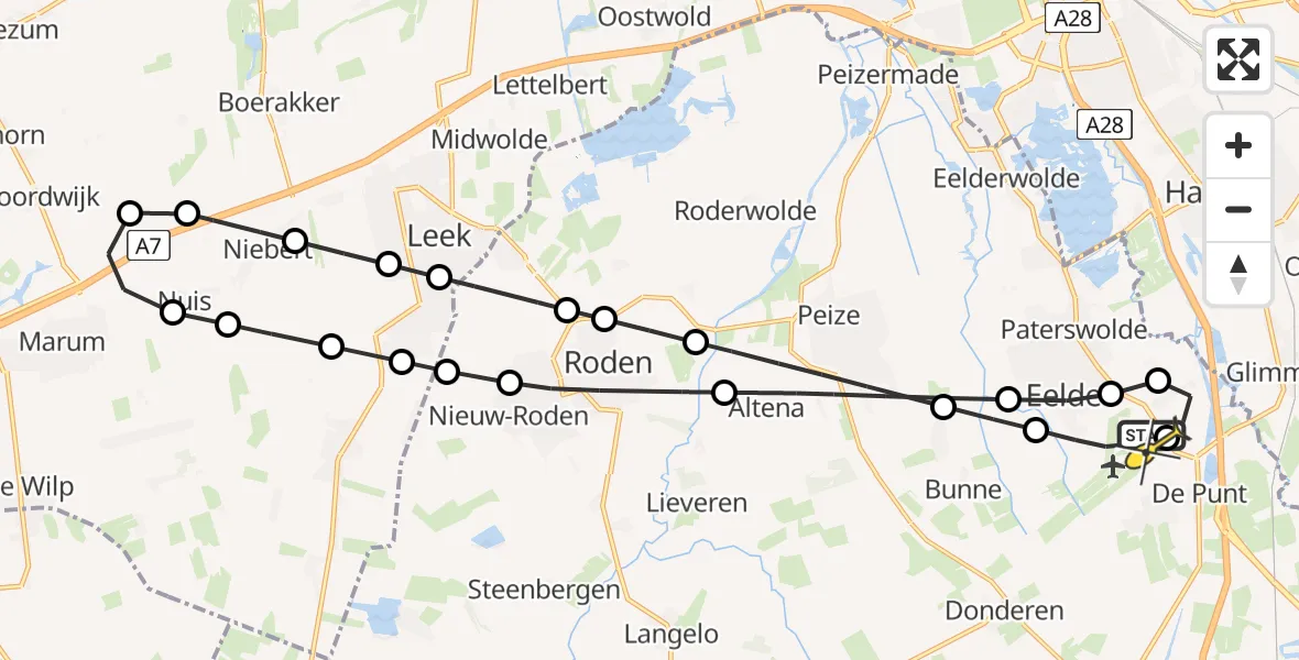 Routekaart van de vlucht: Lifeliner 4 naar Groningen Airport Eelde, Hoofdweg
