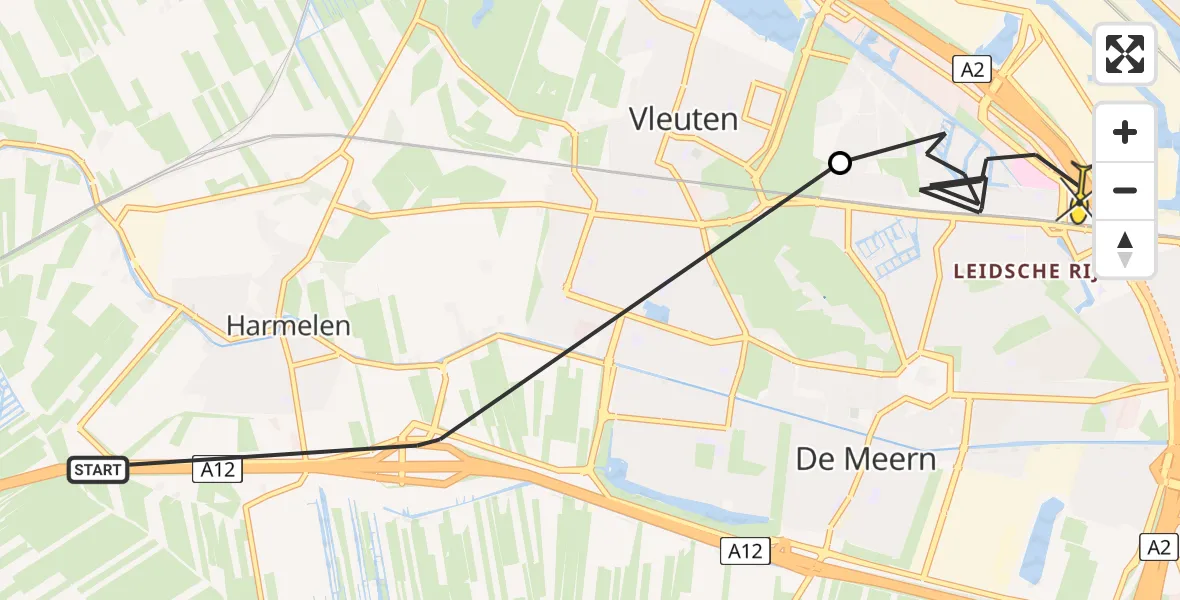 Routekaart van de vlucht: Politiehelikopter naar Utrecht, Burgemeester van Koningsbruggenweg