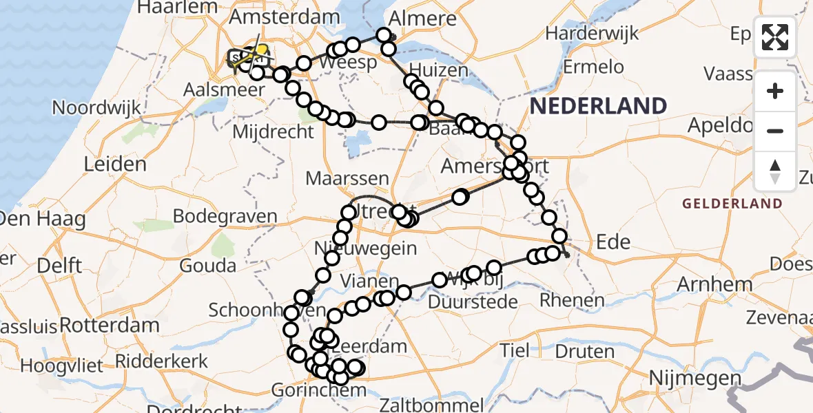 Routekaart van de vlucht: Politieheli naar Schiphol, Fokkerweg