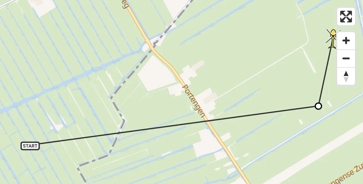 Routekaart van de vlucht: Politiehelikopter naar Kockengen, Uitweg van Portengen