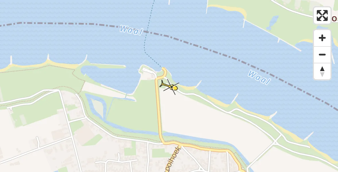 Routekaart van de vlucht: Traumahelikopter naar Brakel