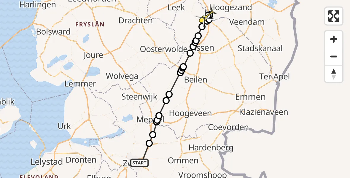 Routekaart van de vlucht: Lifeliner 4 naar Groningen Airport Eelde, Kuyerhuislaan