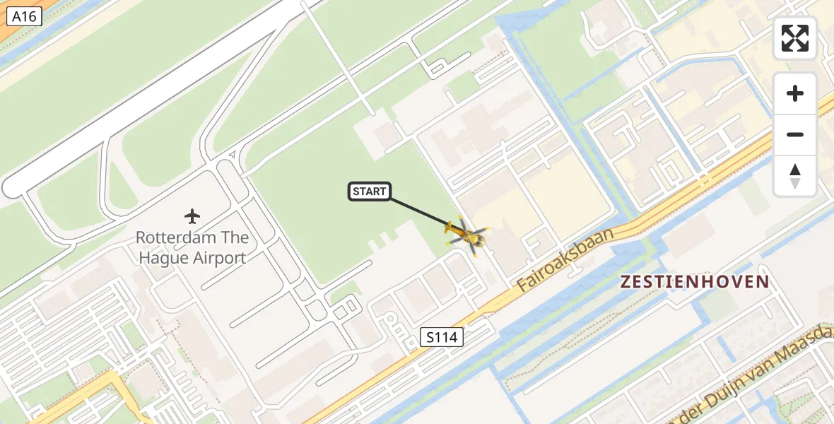 Vluchtroute Traumahelikopter Rotterdam The Hague Airport - Rotterdam The Hague Airport, 15 maart 2024, 23:06