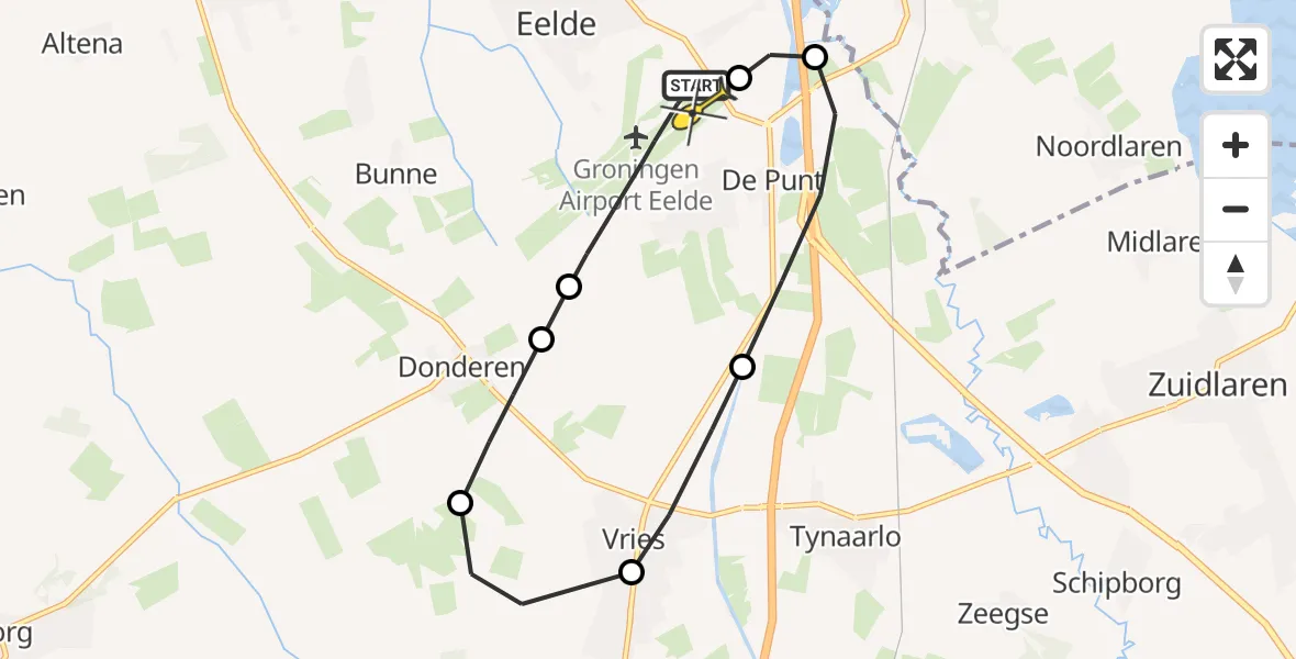 Routekaart van de vlucht: Lifeliner 4 naar Groningen Airport Eelde, Moespot