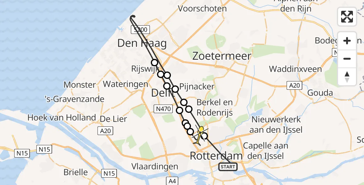 Routekaart van de vlucht: Lifeliner 2 naar Rotterdam The Hague Airport, Piekstraat