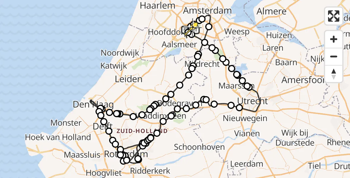 Routekaart van de vlucht: Politieheli naar Schiphol, Loevesteinse Randweg