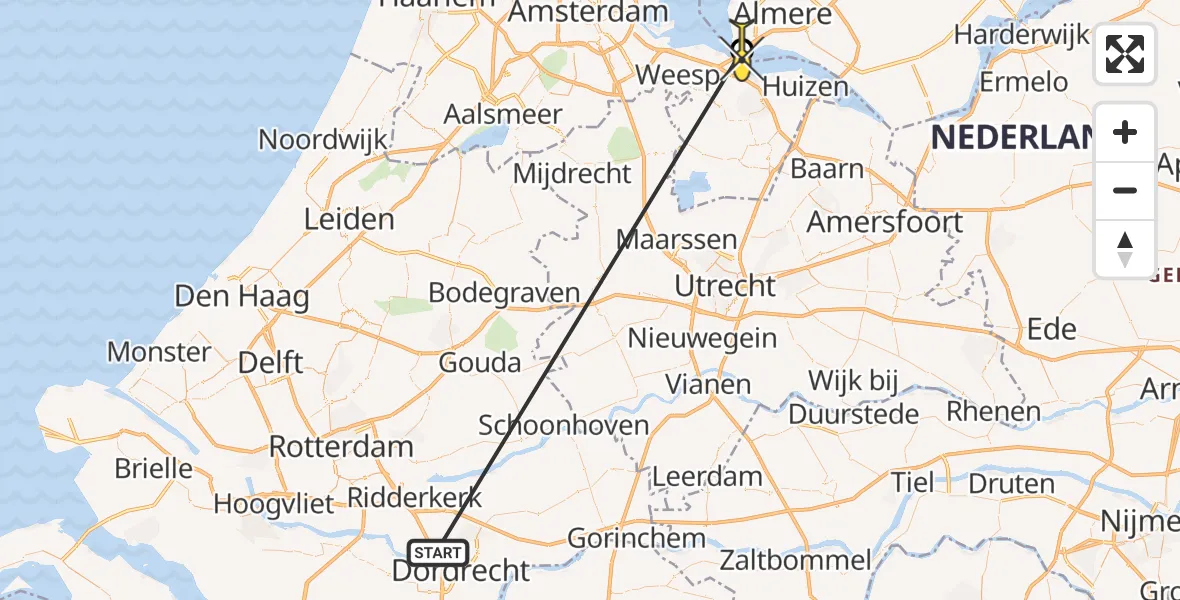 Routekaart van de vlucht: Traumaheli naar Almere, Zilverstrandweg