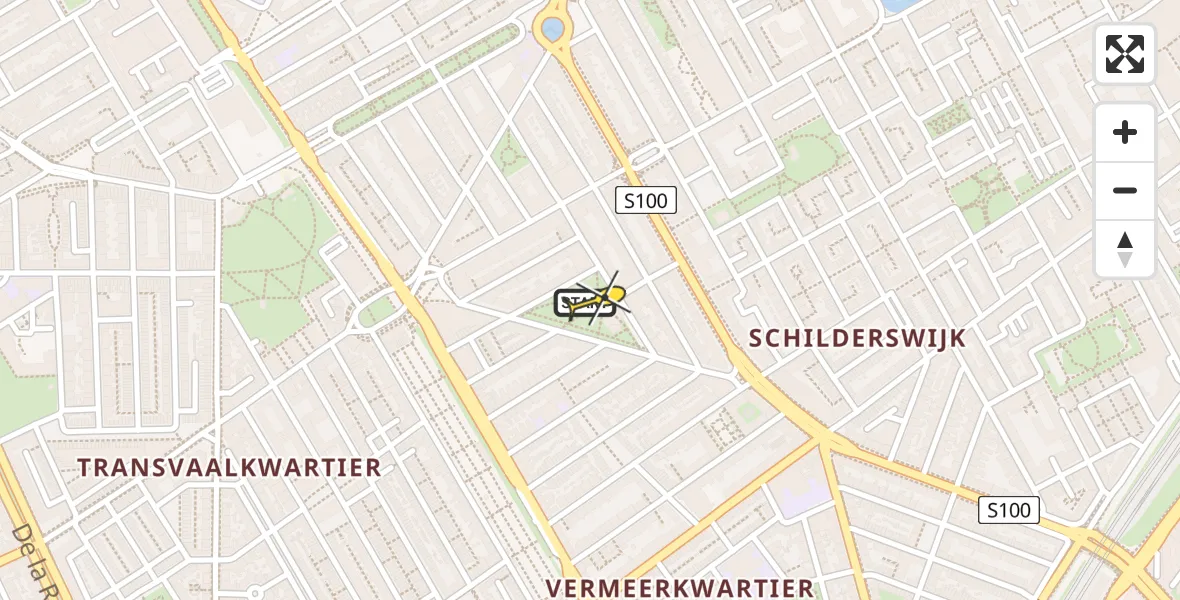 Routekaart van de vlucht: Lifeliner 2 naar Den Haag, Snijdersstraat