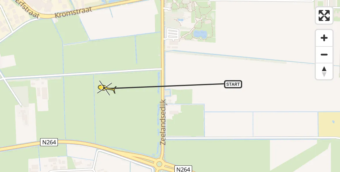 Routekaart van de vlucht: Traumahelikopter naar Volkel, Zonnepark Hoogveld Zuid