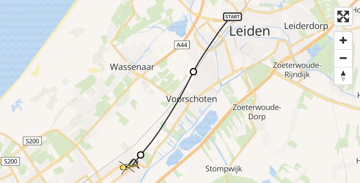 Routekaart van de vlucht: Lifeliner 2 naar Leidschendam, Dijkstraat