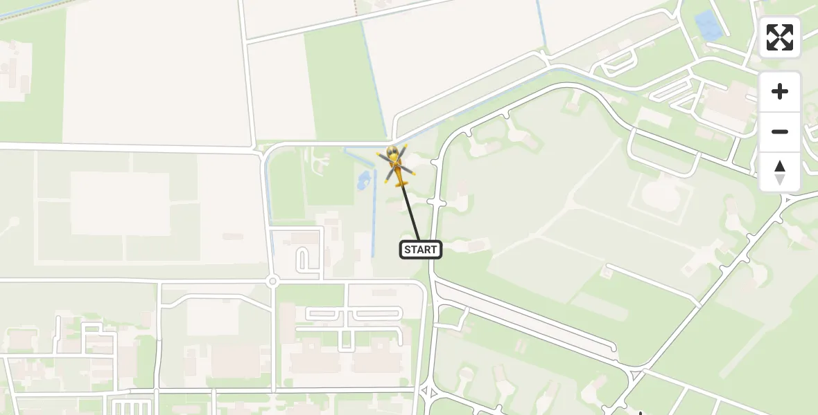Vluchtroute Traumahelikopter van Vliegbasis Volkel naar Vliegbasis Volkel