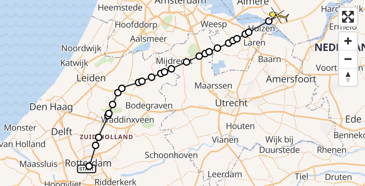 Routekaart van de vlucht: Lifeliner 1 naar Almere, Parkkade