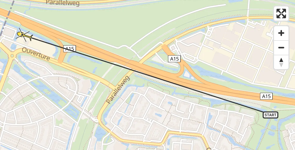 Routekaart van de vlucht: Politiehelikopter naar Sliedrecht, Sopraanweg