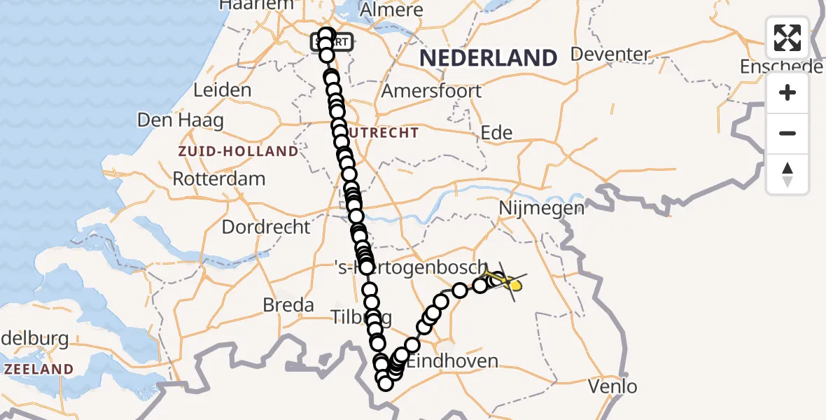 Routekaart van de vlucht: Lifeliner 1 naar Vliegbasis Volkel, Gaasperdammerweg