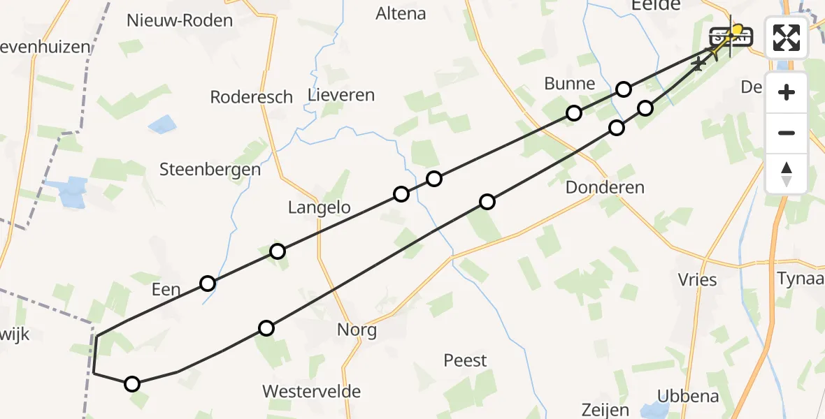 Routekaart van de vlucht: Lifeliner 4 naar Groningen Airport Eelde, Lugtenbergerweg