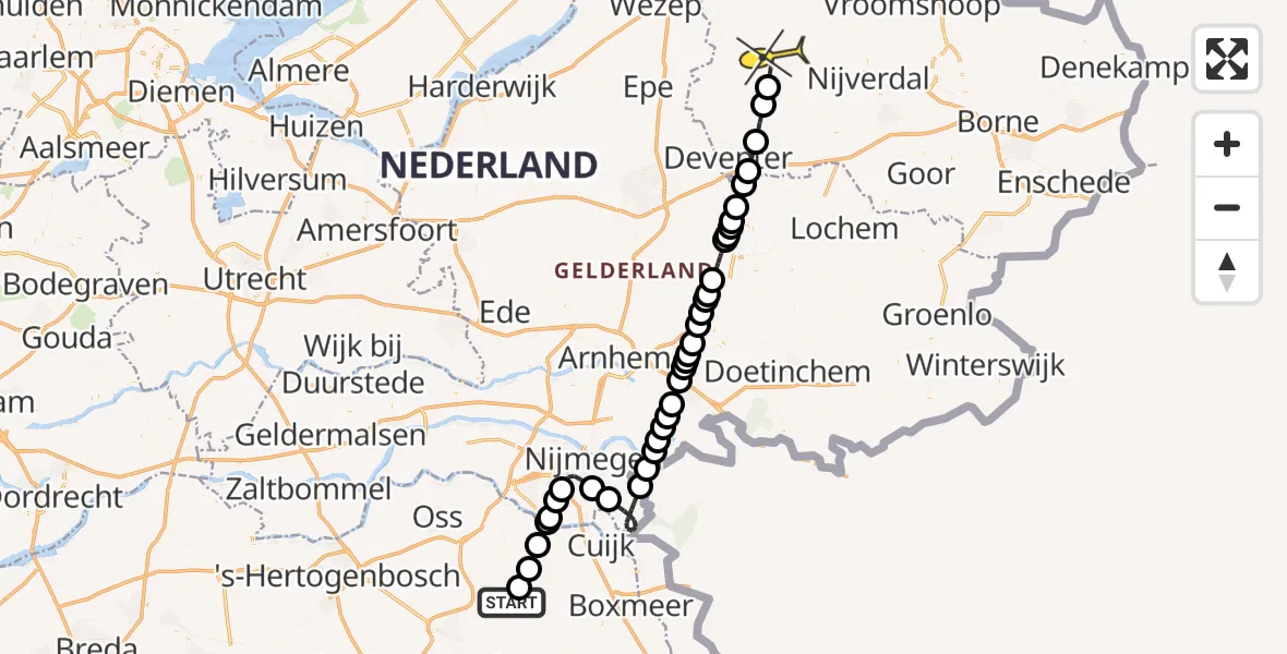 Routekaart van de vlucht: Lifeliner 3 naar Raalte, Houtvennen