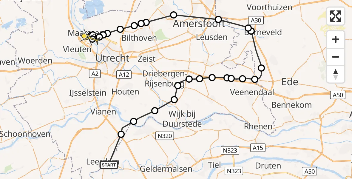 Routekaart van de vlucht: Politieheli naar Maarssen, Kerkweg