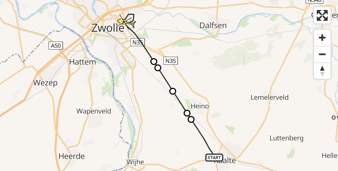 Routekaart van de vlucht: Lifeliner 3 naar Zwolle, Stobbenbroekerweg