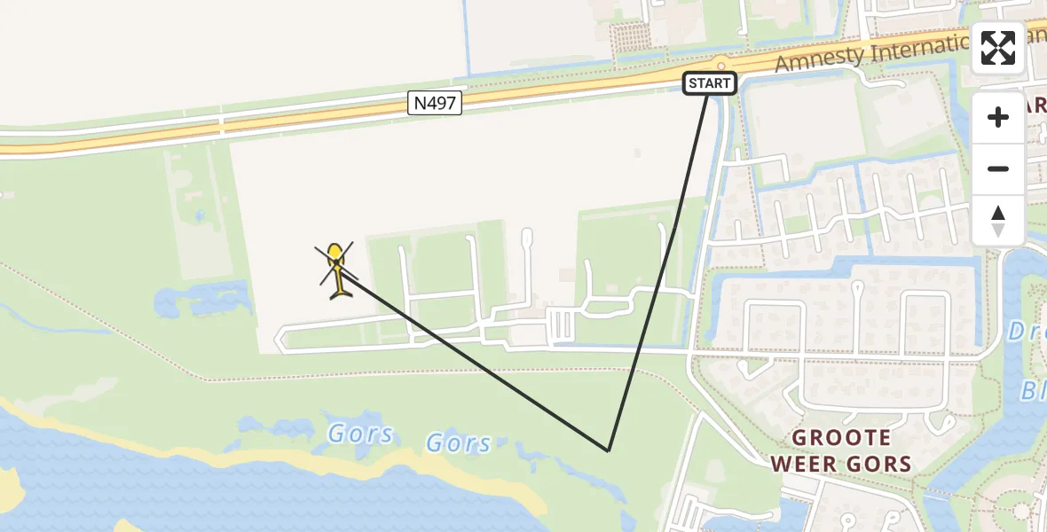 Routekaart van de vlucht: Traumaheli naar Hellevoetsluis, Zuiddijk
