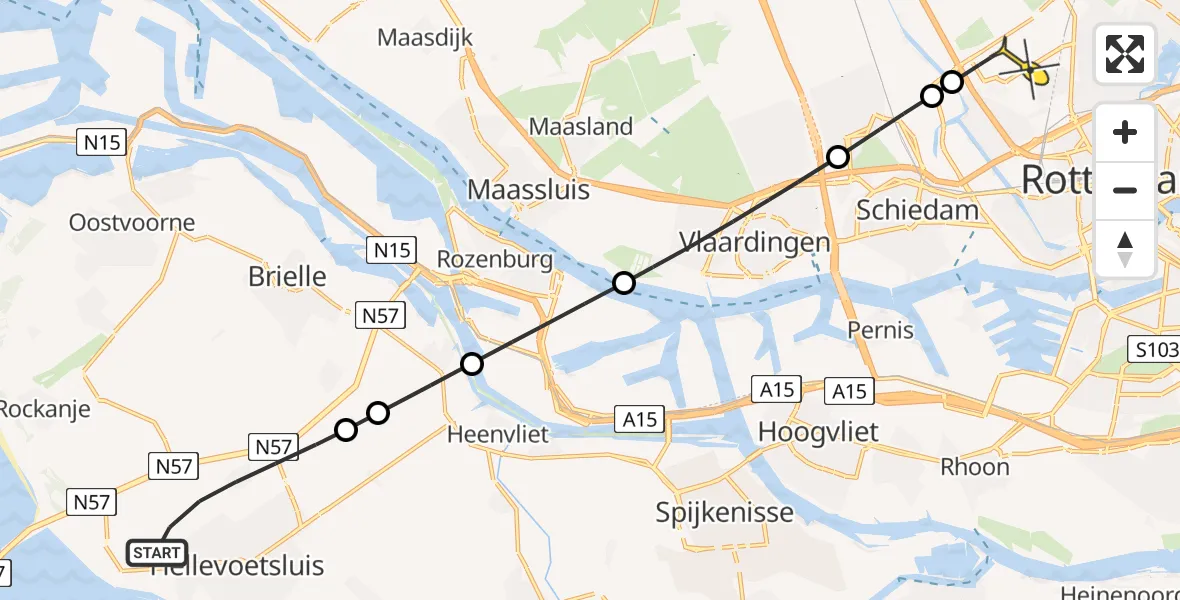 Routekaart van de vlucht: Lifeliner 2 naar Rotterdam The Hague Airport, Voorvorseweg