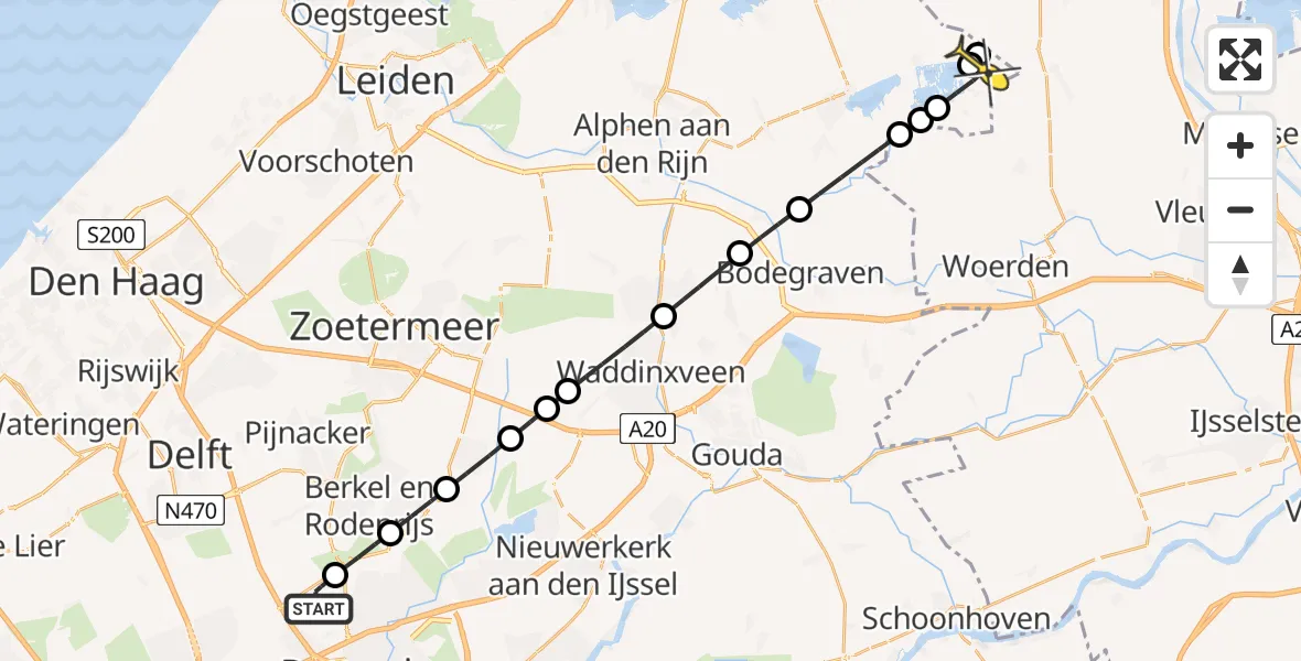 Routekaart van de vlucht: Lifeliner 2 naar Woerdense Verlaat, Landscheiding