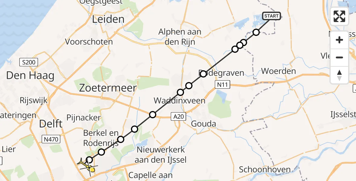 Routekaart van de vlucht: Lifeliner 2 naar Rotterdam The Hague Airport, Hollandsekade