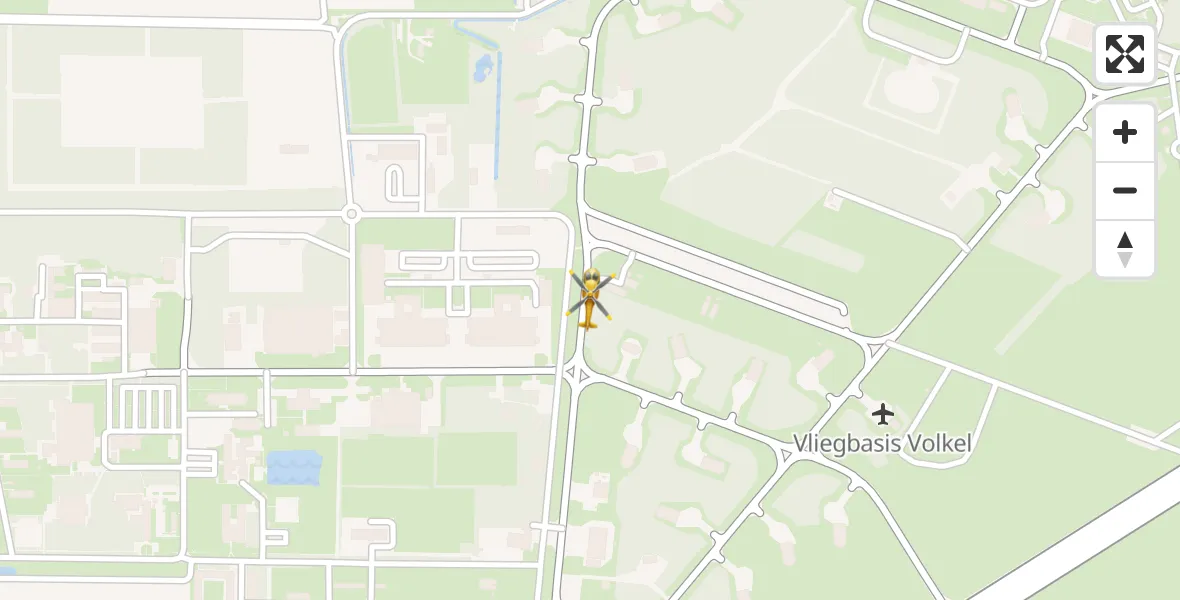 Vluchtroute Traumahelikopter van Vliegbasis Volkel naar Vliegbasis Volkel