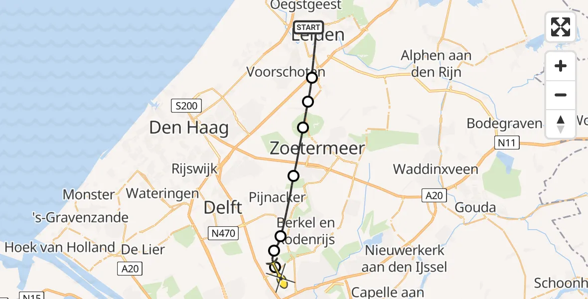 Routekaart van de vlucht: Lifeliner 2 naar Rotterdam The Hague Airport, Apothekersdijk