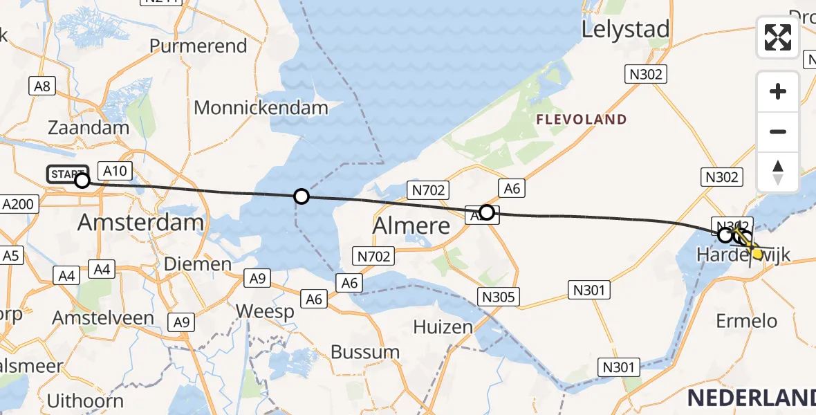 Routekaart van de vlucht: Lifeliner 1 naar Harderwijk, Bosporushaven