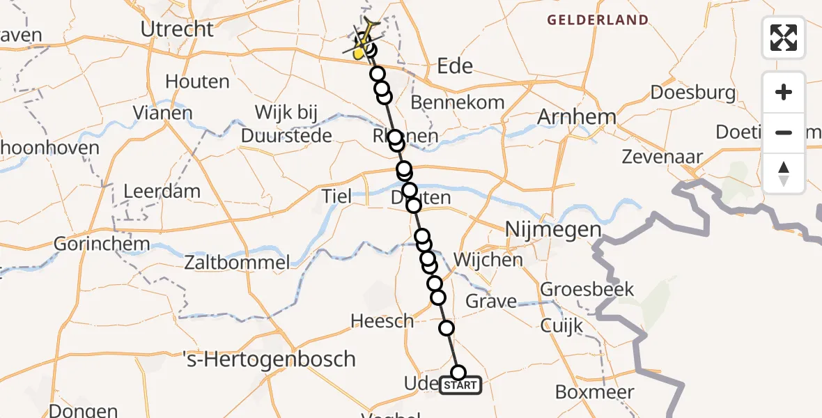 Routekaart van de vlucht: Lifeliner 3 naar Scherpenzeel, Achter-Oventje