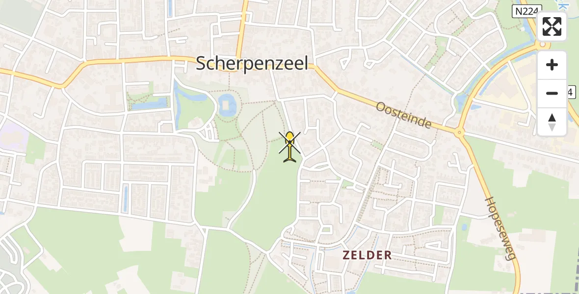 Routekaart van de vlucht: Traumahelikopter naar Scherpenzeel