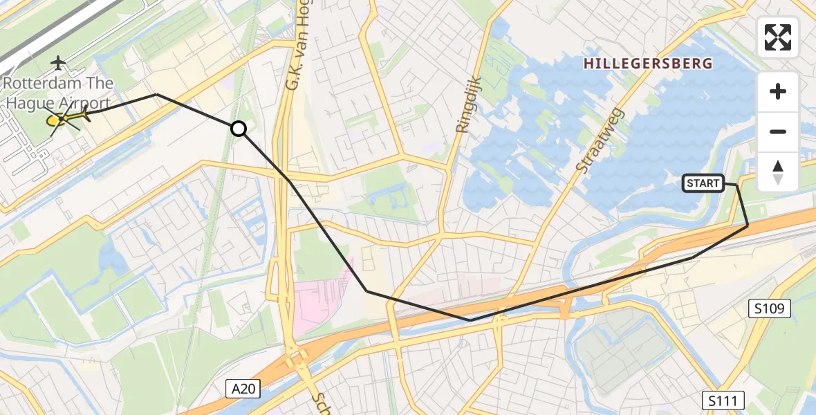 Routekaart van de vlucht: Lifeliner 2 naar Rotterdam The Hague Airport, Prinsemolenpad