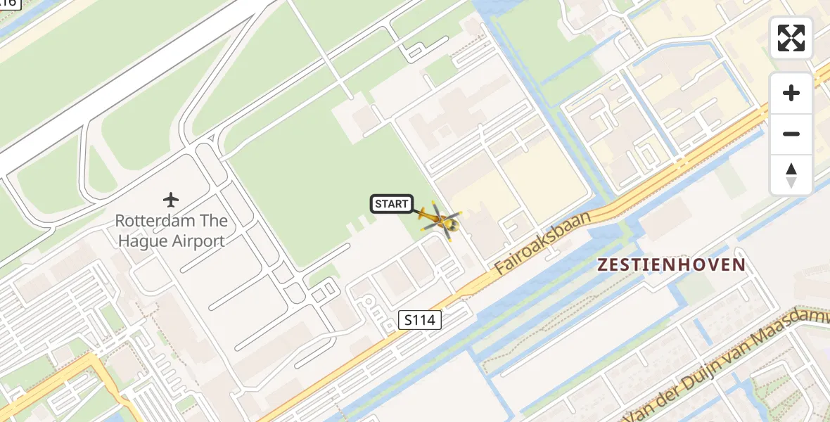 Vluchtroute Traumahelikopter Rotterdam The Hague Airport - Rotterdam The Hague Airport, 17 maart 2024, 09:10