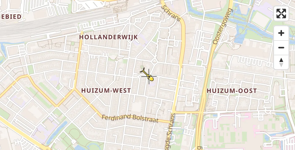 Vluchtroute Ambulancehelikopter van Leeuwarden naar Leeuwarden