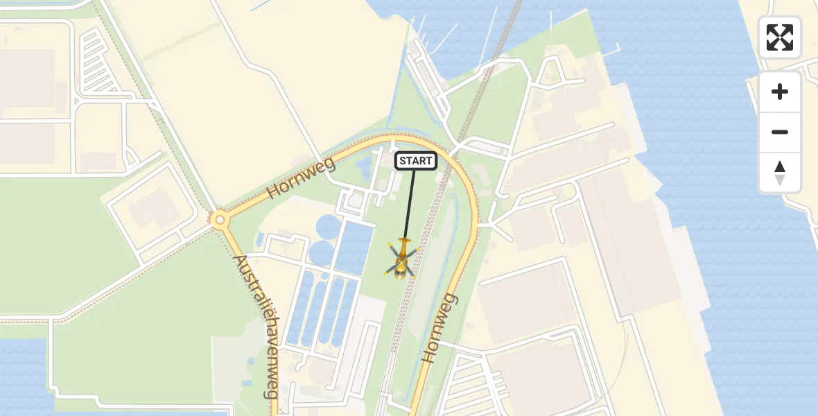 Vluchtroute Traumahelikopter van Amsterdam Heliport naar Amsterdam Heliport