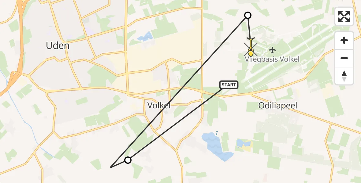 Routekaart van de vlucht: Lifeliner 3 naar Vliegbasis Volkel, Meerkensweg