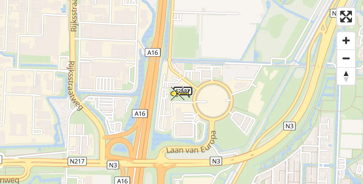 Routekaart van de vlucht: Traumahelikopter naar Dordrecht, Laan van Londen