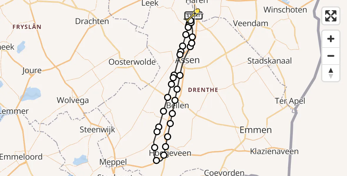 Routekaart van de vlucht: Lifeliner 4 naar Groningen Airport Eelde, Moespot