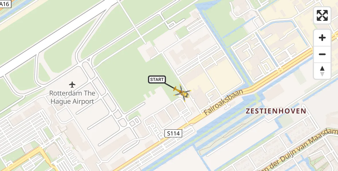 Vluchtroute Traumahelikopter Rotterdam The Hague Airport - Rotterdam The Hague Airport, 17 maart 2024, 19:11
