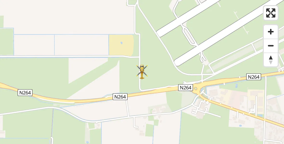 Vluchtroute Traumahelikopter van Vliegbasis Volkel naar Vliegbasis Volkel