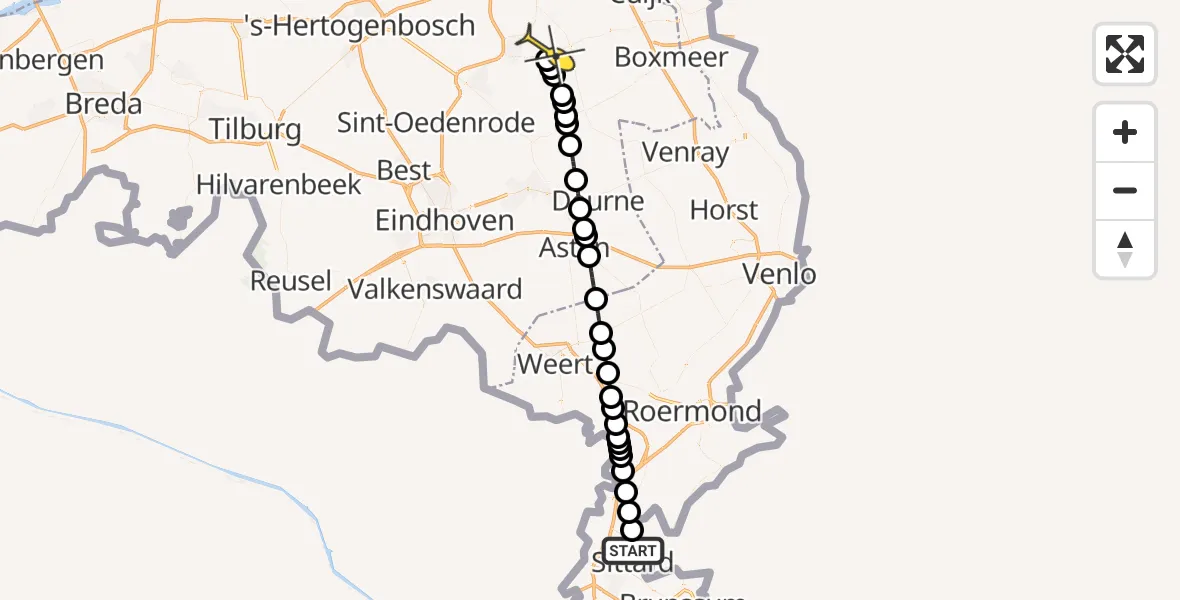 Routekaart van de vlucht: Lifeliner 3 naar Vliegbasis Volkel, Dr. Nolenslaan