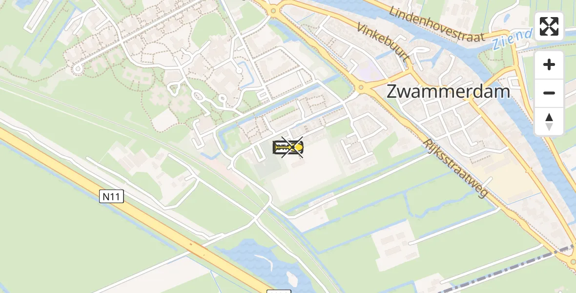 Routekaart van de vlucht: Traumahelikopter naar Zwammerdam, Ds. Bennink Boltstraat