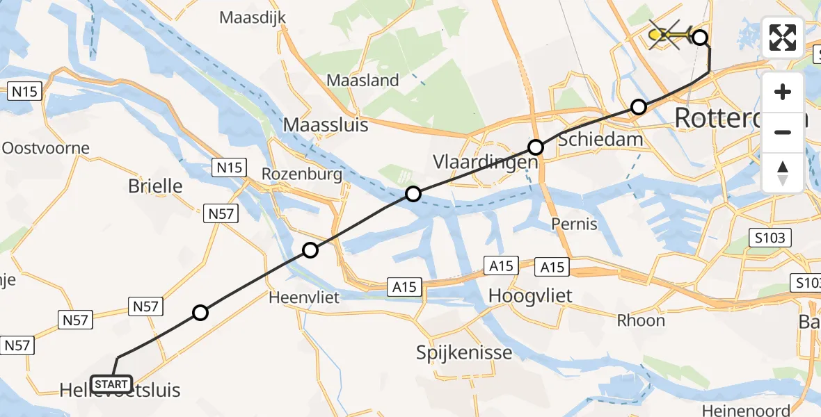 Routekaart van de vlucht: Lifeliner 2 naar Rotterdam The Hague Airport, Van IJsendoornstraat