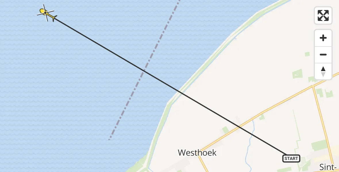 Routekaart van de vlucht: Ambulancehelikopter naar Oosterend, Vingegat