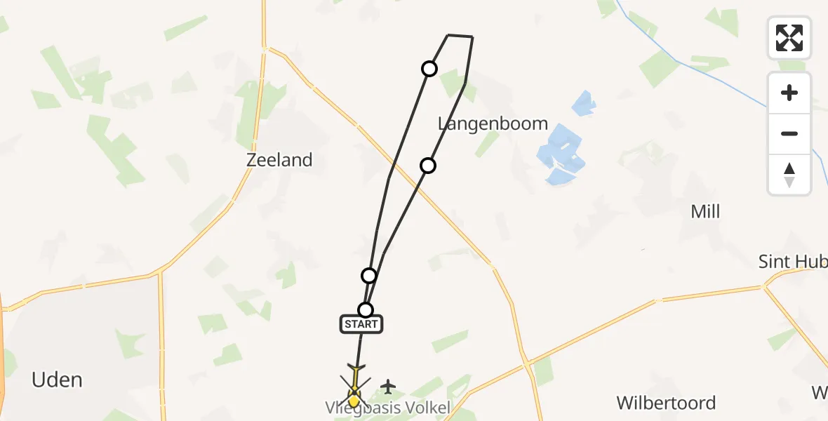 Routekaart van de vlucht: Lifeliner 3 naar Vliegbasis Volkel, Nieuweweg