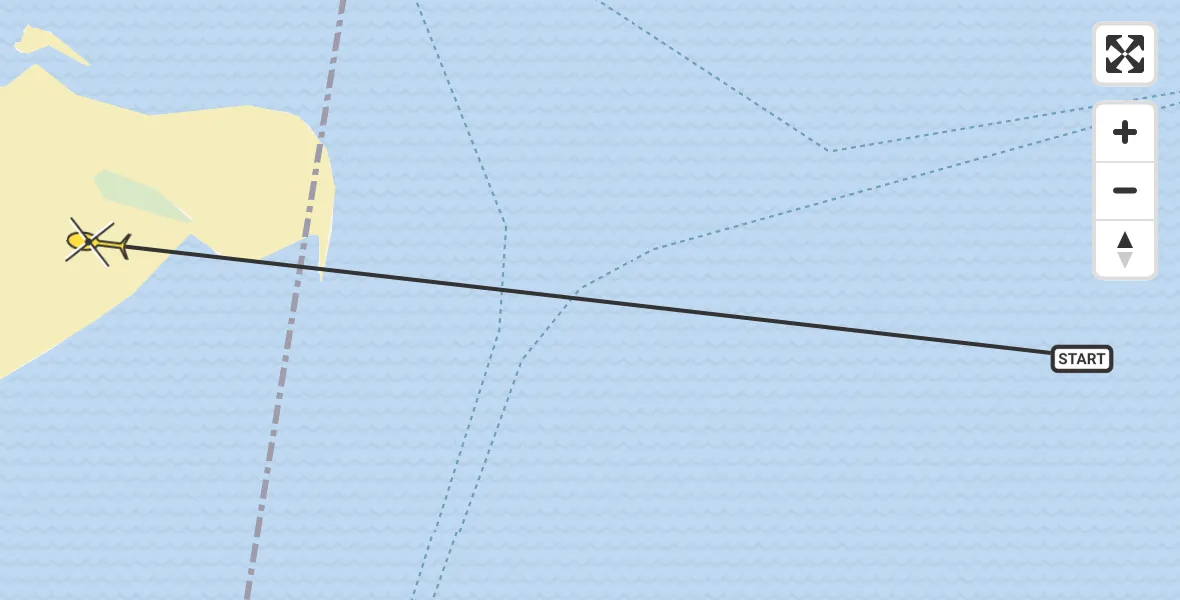 Routekaart van de vlucht: Ambulancehelikopter naar Vlieland, Richel