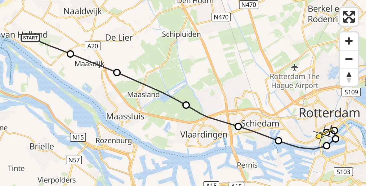 Routekaart van de vlucht: Lifeliner 2 naar Erasmus MC, Bonnenweg