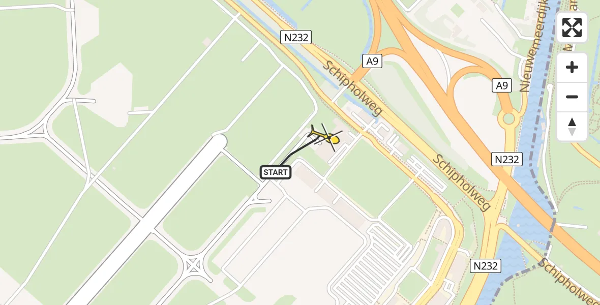 Vluchtroute Politiehelikopter van Schiphol naar Schiphol